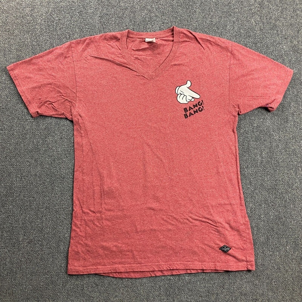 Crooks & Castles Shirt Men's Large Red V-Neck Casual 100% Cotton Adults L